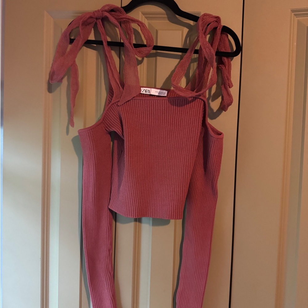 Zara Organza Combination Strap Knit Top - Picture 6 of 9